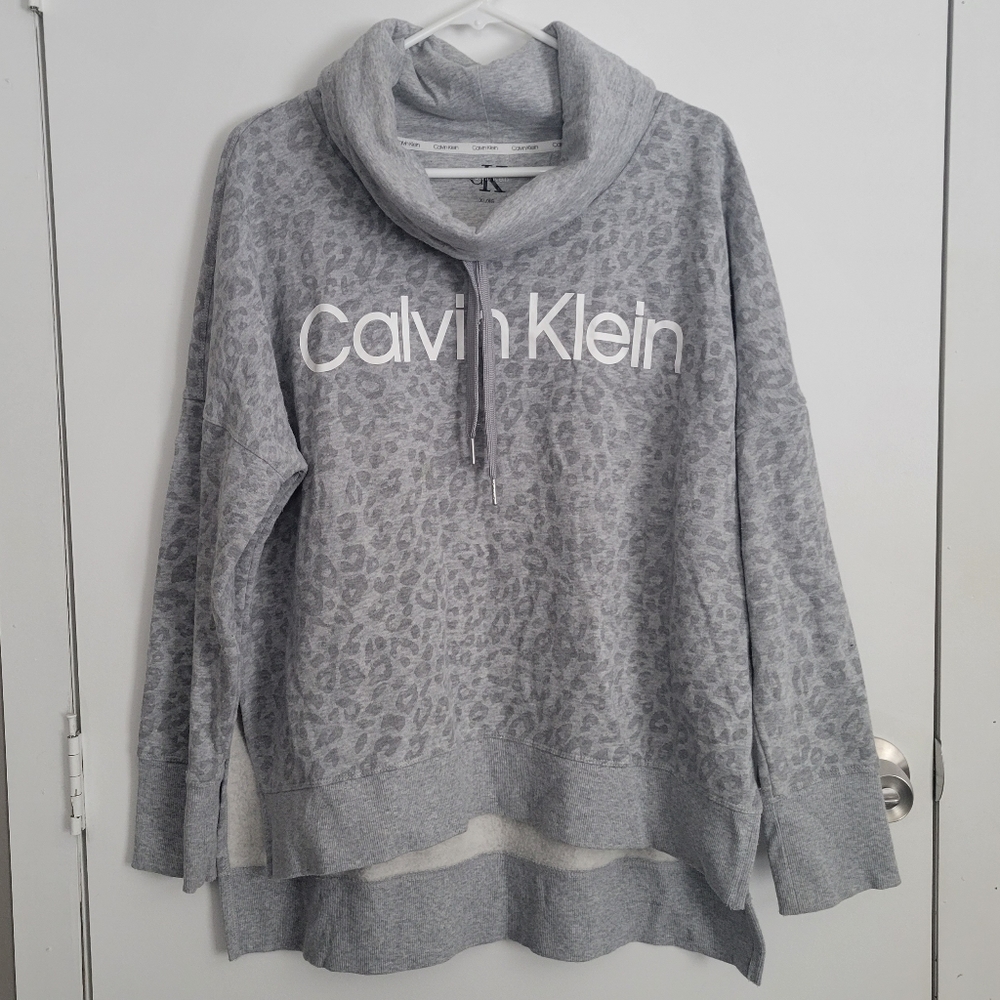 Calvin Klein gray leopard pullover sweatshirt